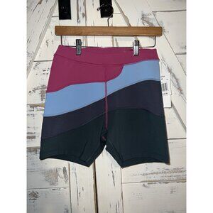 L Space x Tessa Brooks New heights colorblock wave Bike Shorts pink blue XL NWT